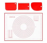 Alyvisun Tapete de Silicona para Amasar con 3 Raspador, Tapete Silicona Horno Reutilizable Antiadherente Tapete Silicone Cocina Accesorios para Repostería, Hornear, Galletas