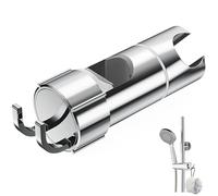 Alyvisun Soporte para cabezal de ducha con 2 ganchos, soporte de ducha ajustable para barra deslizante de 16 a 27 mm, soporte universal cromado para cabezal de ducha de repuesto con fácil instalación