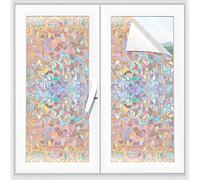 Alyvisun Vinilos para Ventanas Privacidad con Efecto Arcoiris 44.5x220cm, Vinilos para Cristales Estático, Opaco Película Decorativa para Ventanas Anti-UV De Baño Cocina Oficina