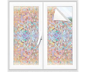 Alyvisun Vinilos Privacidad para Ventanas, Estática Decorativa de Película de Ventana, Anti-Ultravioleta Vinilos Autoadhesivos para Ventana para Baño Cocina Oficina (Arcoíris, 44.5×220cm)