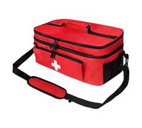 Alyxen Bolsa de Medicina, Bolsa de Primeros Auxilios Portátil de Grand Capacidad, Bolsa de Emergencia Vacía con Correa, Bolsa Enfermera Domiciliaria para Enfermeras, Botiquín Deportivo- Rojo