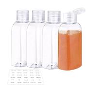 Alyxen Botella De Viaje Flip-Cap,4 Piezas 100ml Botellas De Viaje De Plástico,Recargables Transparentes Vacías De Plástico Tamaño De Viaje,Duraderas Y Fuertes,Para Artículos De Tocador,Jabón,Champú