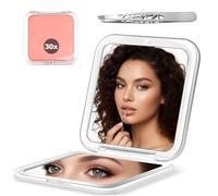 Alyxen Espejo de Aumento 30X, Reflector de Viaje Plegable, Dos Caras con 1X y 30X Ampliación, Visor para Maquillaje, Modelo Plegable Compacto, Accesorios de Belleza Portátil
