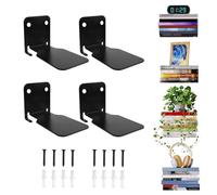 Alyxen Estantes de Pared para Libros, Juego de 4 Baldas Flotantes Metálica, Estanteria Libros Invisible Pared, Estanterías Flotantes Montado en Pared para Dormitorio, Salón, Oficina, Cocina (Negro)