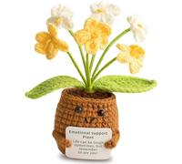 Alyxen Pocket Hug Flores No Me Olvides - Flor de Ganchillo Hecha a Mano, Serie de Patatas positivas de Ganchillo Amuleto de la Suerte Buena Recuperación Regalos de Cumpleaños Amigos (Amarillo)