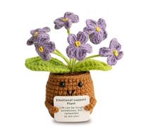 Alyxen Pocket Hug Flores No Me Olvides - Flor de Ganchillo Hecha a Mano, Serie de Patatas positivas de Ganchillo Amuleto de la Suerte Buena Recuperación Regalos de Cumpleaños Amigos (Morado)