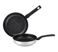 ALZA Efficace - Juego de Sartenes 20 + 24cm, Acero Inoxidable, Antiadherente Tricapa Quantanium, Todo Tipo de Cocinas, Inducción, Libre de PFOA