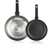ALZA Giro - Juego de Sartenes Grises 20 + 24cm, Aluminio Prensado Grueso, Antiadherente Doble Capa, Todo Tipo de Cocinas, Inducción y Lavavajillas