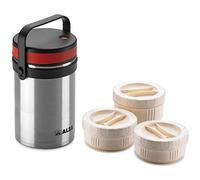 ALZA - Lunch fiambrera, 1500 ml, lonchera termica, fabricada en acero inoxidable, recipiente para comidas, compartimentos extraibles, contiene recipientes individuales sellados, libre de BPA