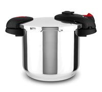 Alza Orion - Olla Express Rápida 7,5L, Acero Inoxidable 18/10, 2 Niveles de Cocción, Fondo "Impaksteel", Diseño de Doble Asa, 5 Sistemas de Seguridad