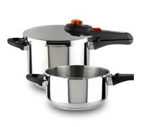 Alza Syma - Duplex de Ollas Express Rápidas 4+6L, Acero Inoxidable 18/10, 5 Sistemas de Seguridad, Todo Tipo de Cocinas, Inducción, Ahorro de Energía