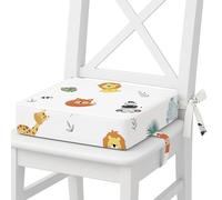 Alzador Silla para Niños Comer 32x32x8 cm - Cojín Elevador con Correas Ajustables y Base Antideslizante - Funda lavable en lavadora a 30 grados espuma firme Safari