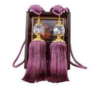 AlzapañOs Cortinas 2 uds. De alzapaños de Cortina, Cuerda, borlas, decoración Bolas con Cuentas, par Tratamiento Ventanas for el hogar, del(Deep Purple)
