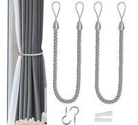 Alzapaños Cortinas Ganchos para Cortinas Juego Unidades 2 de al Aire Libre y Cortinas Decorativas Artísticas Hechas a Mano con Cuerda de (Gris Oscuro)