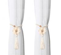 Alzapaños De Cortina 2 Piezas Abrazaderas Cortinas Beige, Alzapaños Cortinas Cuerda, Abrazaderas Cortinas Boho, Recoge Cortinas Decorativas, Tiebacks para Cortinas, para Dormitorio Salón Y Oficina