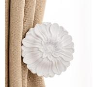 Alzapaños de cortina con patrón clásico, alzapaños de cortina, juego de 2 (resina blanca)