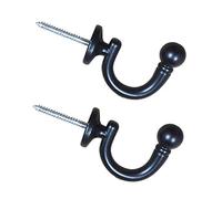 Alzapaños de cortina de cabeza redonda, soporte de borla montado en la pared, alzapaños para cortinas de ventana, alzapaños para ropa, abrigos, sombreros, toallas, juego de 2, color negro