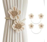 Alzapaños de cortina de cuerda floral en un paquete de 2, fabricados con fibras naturales, perfectos para asegurar cortinas en salas de estar, oficinas y comedores con estilo (beige)