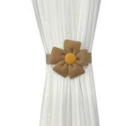 Alzapaños de cortina de girasol, paquete de 2, alzapaños de cortina bohemios, bonitos soportes de cortinas de flores, clips decorativos para el hogar, dormitorio, tratamiento de ventanas (café, 2)