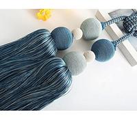 Alzapaños de cuerda para cortinas con borlas 1 bola colgante for cortina, gancho for, correa de amarre, borla, hebilla for decoración del hogar, color rojo, China(Blue)