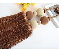 Alzapaños de cuerda para cortinas con borlas 1 bola colgante for cortina, gancho for, correa de amarre, borla, hebilla for decoración del hogar, color rojo, China(Brown)