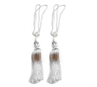 Alzapaños de cuerda para cortinas con elegante bola de cuentas y borlas suaves para decoración del hogar (gris)