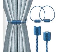 Alzapaños magnéticos fuertes para cortinas, elegantes alzapaños decorativos, alzapaños modernos de cuerda para cortinas, ventanas, soportes de cortina para cortinas (regular, azul, 2)