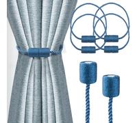 Alzapaños magnéticos fuertes para cortinas, elegantes alzapaños decorativos, alzapaños modernos de cuerda para cortinas, ventanas, soportes de cortina para cortinas (regular, azul, 4)