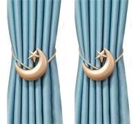 Alzapaños magnéticos para cortina, sujetadores de alzapaños de cortina con diseño de estrella y luna, ganchos magnéticos para cortina para el hogar, la oficina, cortina decorativa (dorado)