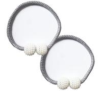 Alzapaños magnéticos para cortinas, con forma de bola de perlas, clips de cuerda para oficina en casa, 2 piezas (blanco)