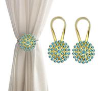 Alzapaños Magnéticos para Cortinas - Paquete de 2 Flores de Cristal Brillante Con Alambre de Resorte de Alta Elasticidad - Clips de Hebilla para Decoración del Hogar