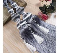 Alzapaños para cortinas, Alzapaños para cortinas, 2 piezas/par de alzapaños con borlas y flecos for cortinas, accesorios for, correas sujeción cepillo, hebilla decorativa, color caqui(Gray)