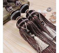 Alzapaños para cortinas, Alzapaños para cortinas, 2 piezas/par de alzapaños con borlas y flecos for cortinas, accesorios for, correas sujeción cepillo, hebilla decorativa, color caqui(Dark Coffee)