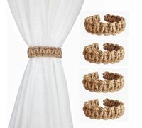 Alzapaños Trenzados para Cortinas, Juego de 4 Soportes de Cortina rústicos, Lazos de Cortina Hechos a Mano para Cortinas traslúcidas/Ligeras
