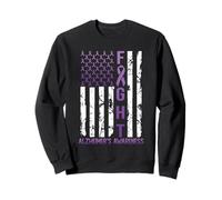 Alzheimer's Awareness Month Day USA Flag Ribbon Purple Sudadera
