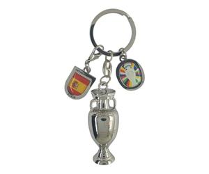 Am Ball Com Llavero Trofeo Eurocopa 2024 (45mm) con Etiqueta España Campeón - Coleccionable Oficial de Fútbol en Zamak para Aficionados