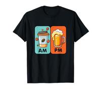 Am Café PM Cerveza Divertido Diario Rutina Amante de Las Bebidas Camiseta