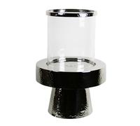 AM-Design Portavelas de Aluminio y Cristal, Plateado, 33 x 33 x 59 cm