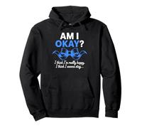 AM I OKAY? Frase Inspiradora Lazo Azul Conciencia Mental Sudadera con Capucha