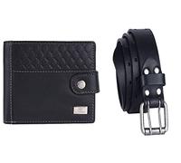 AM LEATHER - Caja de regalo para hombre, cartera negra y cinturón negro, para hombre, cartera + cinturón, WALLET 11 x 1,5 x 10 cm y BELT, equipaje (cartera + cinturón), cartera +