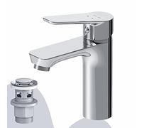 AM.PM Hit FTA82000 - Grifo monomando para lavabo (resistente a los arañazos, grifo de lavabo, fácil de instalar, fácil de limpiar, altura de caño: 102 mm, con desagüe clic, cromo