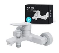 AM.PM Hit Grifo de bañera Blanco con salida, Mezclador de bañera, Batería de ducha para bañera, Grifo de bañera de una sola palanca para bañera y ducha, Armadura de baño, FTA10033