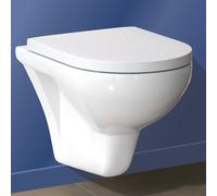 AM.PM Hit - Inodoro colgante sin borde con asiento SoftClose & FlashSpin - WC de pared profundo, ahorro de agua, asiento extraíble con descenso automático, de cerámica, blanco, 50 cm de largo
