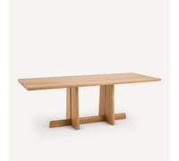 Am.pm Mesa de comedor de chapa y roble macizo lijado, Boecy. Talla 8 personas. Color Beige