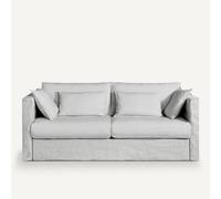 Am.pm Sofá cama de lino arrugado, Camille. Talla 3 plazas. Color Blanco