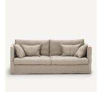 Am.pm Sofá de lino arrugado, Camille. Talla 4 plazas. Color Beige