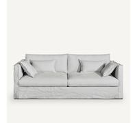 Am.pm Sofá de lino arrugado, Camille. Talla 4 plazas. Color Blanco