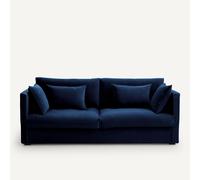 Am.pm Sofá de terciopelo, Camille. Talla 3 plazas. Color Azul