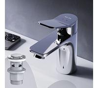 AM.PM X-Joy FXA82100 - Grifo monomando para lavabo, resistente a los arañazos, fácil de limpiar, con desagüe de clic, altura de caño: 79 mm, cromo