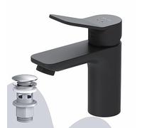 AM.PM X-Joy FXA82122 - Grifo monomando para lavabo, resistente a los arañazos, fácil de limpiar, con desagüe de clic, altura de caño: 79 mm, negro mate